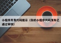 小程序开发代码提示（你的小程序代码发布已通过审核）